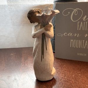 Willow tree girl holding flowers